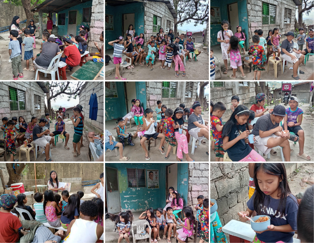Community children gathering outdoors at Subic Bay Baptist Ministries.